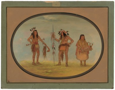 Dva odžibbejští válečníci a žena od George Catlin