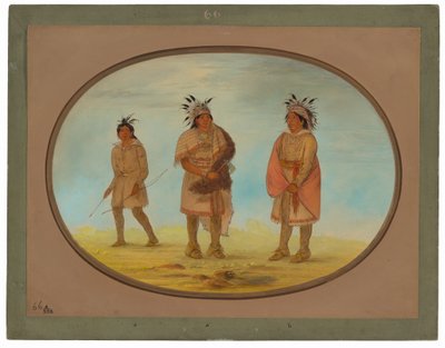 Dva Weeah Warriors a žena od George Catlin