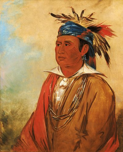 Wah-pon-jee-a, The Swan, a Warrior, 1830. od George Catlin