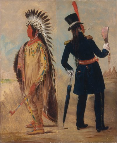 Wi-jún-jon, hlava holubího vejce Světlo mířící a vracející se z Washingtonu, 1837-1839. od George Catlin