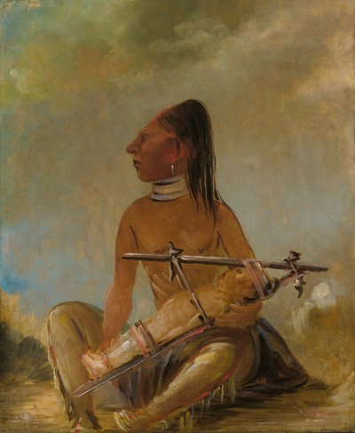 Žena a dítě, ukazující, jak se dětem zplošťují hlavy od George Catlin