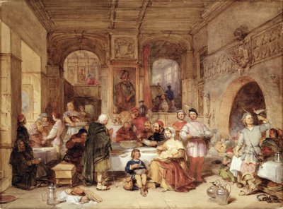 Večeře ve Velké síni (akvarel a kvaš na papíře) od George Cattermole