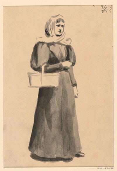Žena s košíkem od George Charles Aid