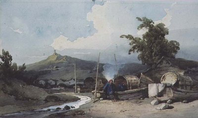 Boat Dwellings, Macao, Čína od George Chinnery