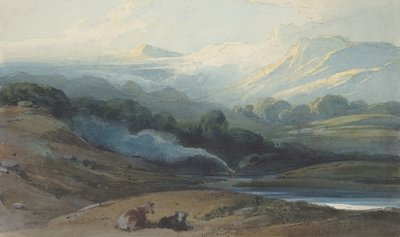 Dobytek odpočívá v hornaté krajině, ca. 1808-12. od George Chinnery