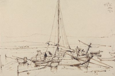 Čínské čluny, 1834 od George Chinnery