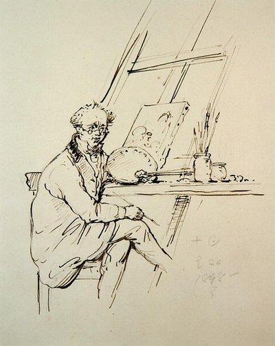 Autoportrét (pero a inkoust na papíře) od George Chinnery