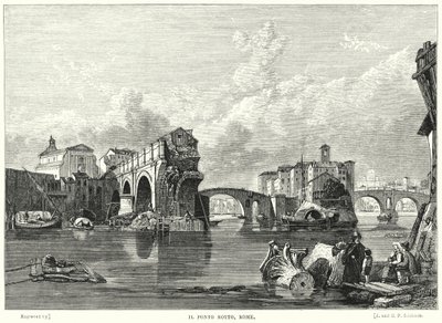 Il Ponte Rotto, Řím od George Clarkson after Stanfield