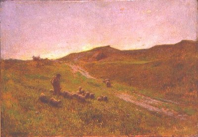 Večer na vřesovišti (olej na plátně) od George Clausen