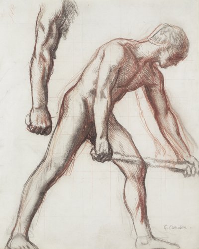 Studie aktu pro chlapce a muže, 1908 (křídy na papíře) od George Clausen