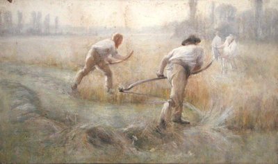 Scything (akvarel na papíře) od George Clausen