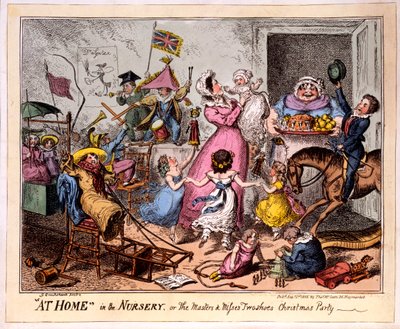 DOMA ve školce aneb The Masters and Misss two shoes Christmas Party, 1835 (barevný lept) od George Cruikshank