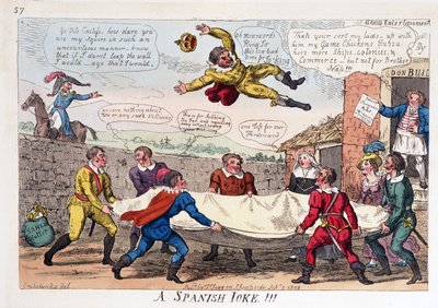 Španělský vtip, hospoda. 1808 (ručně kolorovaná rytina) od George Cruikshank