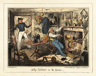 Námořní poručík povolává starého praporčíka do služby, 1826 (litografie) od George Cruikshank