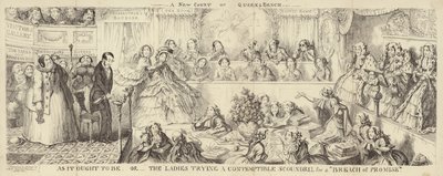 Satirická karikatura Queens Bench od George Cruikshank