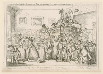 Scéna v londýnském muzeu Piccadilly od George Cruikshank