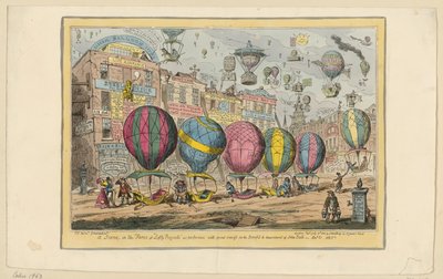 Scéna z frašky „Lofty Projects“, která byla s velkým úspěchem uvedena pro potěšení a zábavu Johna Bulla od George Cruikshank