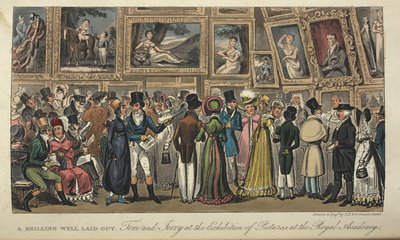 „Šilinková studna. Tom a Jerry na výstavě obrazů v Královské akademii, Život v Londýně atd., Pierce Egan od George Cruikshank