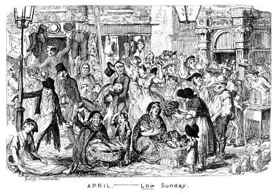 Duben – Nízká neděle, 19. století. od George Cruikshank