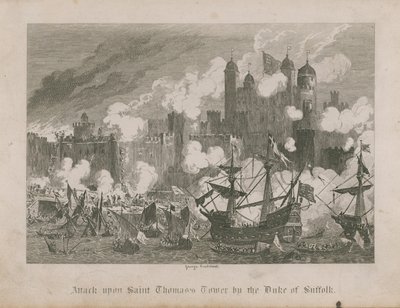 Útok vévody ze Suffolku na věž svatého Tomáše od George Cruikshank