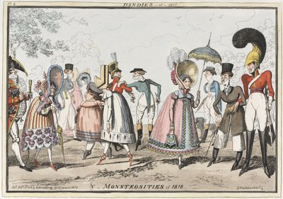 „Dandies of 1817 & Monstrosities of 1818“, 1818 (barevný lept) od George Cruikshank