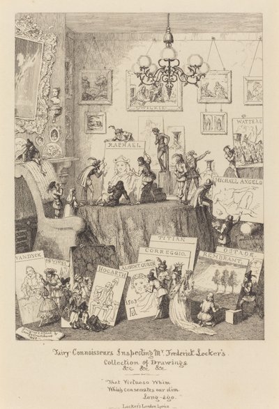 Vílí znalci prohlížející sbírku kreseb pana Fredericka Lockera od George Cruikshank