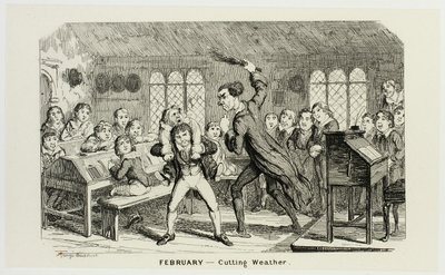 Únor - Střih počasí z ocelových leptů George Cruikshanka do komiksových almanachů: 1835-1853 od George Cruikshank