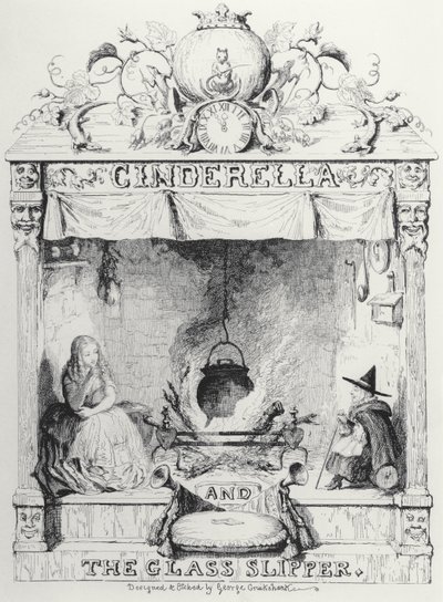 Frontispis Popelky a skleněného střevíčku od Charlese Perraulta od George Cruikshank