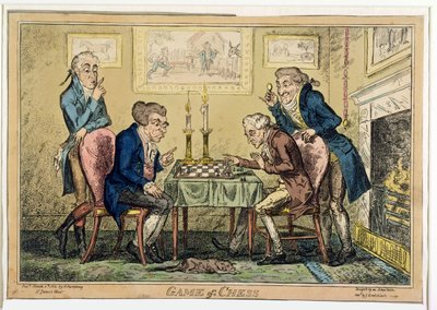 Game of Chess, vydal H. Humphrey, Londýn (barevný lept) od George Cruikshank