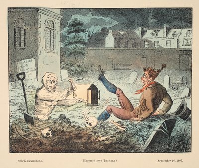 Ahoj! Říká Náprstek!, hospoda. 1809 (ručně kolorovaná rytina) od George Cruikshank