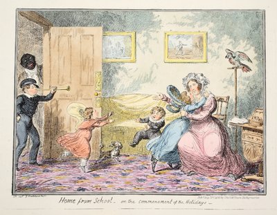 Ze školy domů nebo hospoda Začátek prázdnin. 1835 (ručně kolorovaná rytina) od George Cruikshank