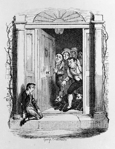 Ilustrace pro „“ Oliver Twist““ (Olivier) od Charlese Dickense (1812-1870), od George Cruikshanka (1792-1878). od George Cruikshank