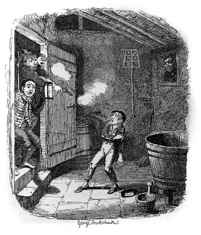 Ilustrace pro „“ Oliver Twist““ (Olivier) od Charlese Dickense (1812-1870), od George Cruikshanka (1792-1878). od George Cruikshank