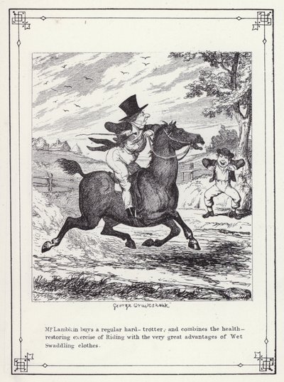 Ilustrace pro Bakalářskou vlastní knihu aneb Pokrok pana Lambkina (Gent) (rytina) od George Cruikshank
