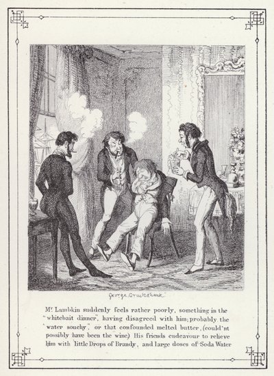 Ilustrace pro Bakalářskou vlastní knihu aneb Pokrok pana Lambkina (Gent) (rytina) od George Cruikshank