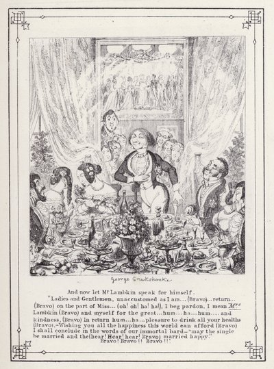 Ilustrace pro Bakalářskou vlastní knihu aneb Pokrok pana Lambkina (Gent) (rytina) od George Cruikshank