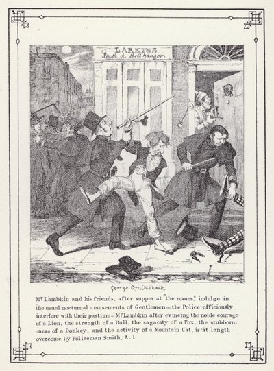 Ilustrace pro Bakalářskou vlastní knihu aneb Pokrok pana Lambkina (Gent) (rytina) od George Cruikshank