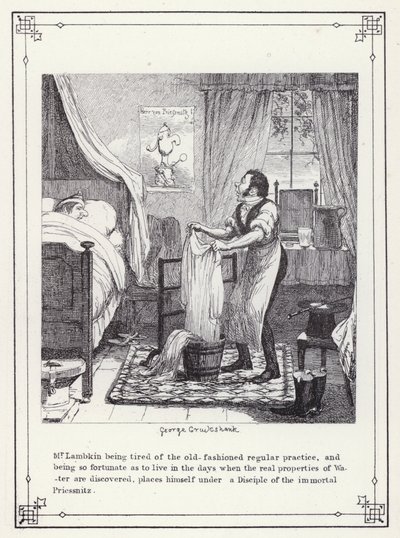 Ilustrace pro Bakalářskou vlastní knihu aneb Pokrok pana Lambkina (Gent) (rytina) od George Cruikshank