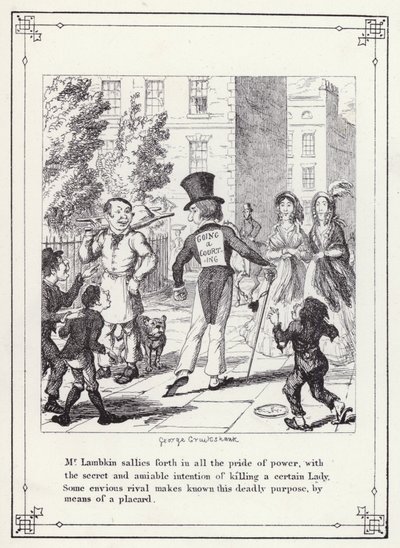 Ilustrace pro Bakalářskou vlastní knihu aneb Pokrok pana Lambkina (Gent) (rytina) od George Cruikshank