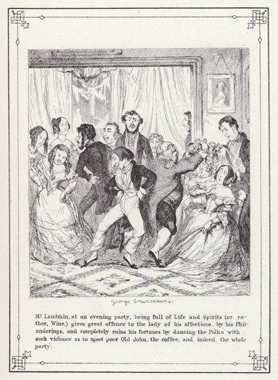 Ilustrace pro Bakalářskou vlastní knihu aneb Pokrok pana Lambkina (Gent) (rytina) od George Cruikshank
