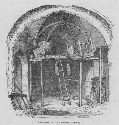 Interiér věže Cradle (rytina) od George Cruikshank