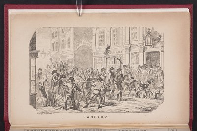 Leden z The Comic Almanack od George Cruikshank