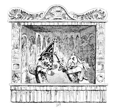 Judy naléhá na pana Punche, aby dítě vzal od George Cruikshank