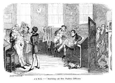 Červen - Prázdniny na veřejných úřadech, c1836. od George Cruikshank