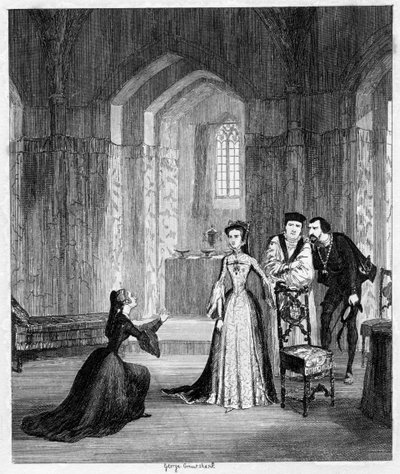 Lady Jane Gray prosí královnu Mary, aby ušetřila život svého manžela, 1554 1840. od George Cruikshank