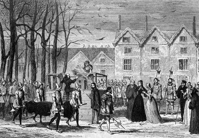 Lady Jane Gray se setkala s tělem svého manžela na cestě k lešení, 1554 1840 od George Cruikshank