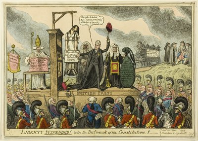 Svoboda pozastavena! S hradbou ústavy! od George Cruikshank