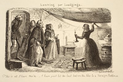 Hledáte ubytování, hospoda. 1851 od George Cruikshank