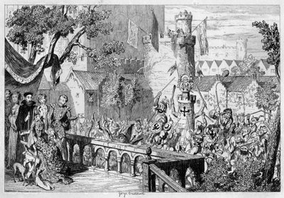 Maska v palácové zahradě Tower of London, 1840. od George Cruikshank