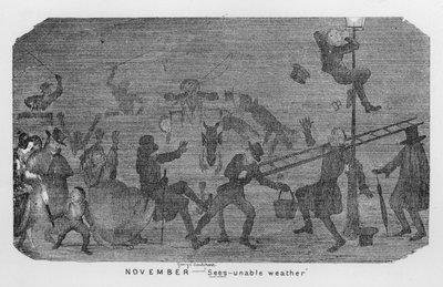 Listopad, Sees-unable weather, tj. londýnský smog (rytina) od George Cruikshank